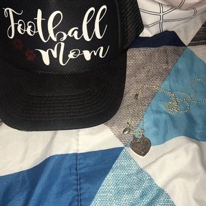 Football Mom hat & football Mom engraved necklace